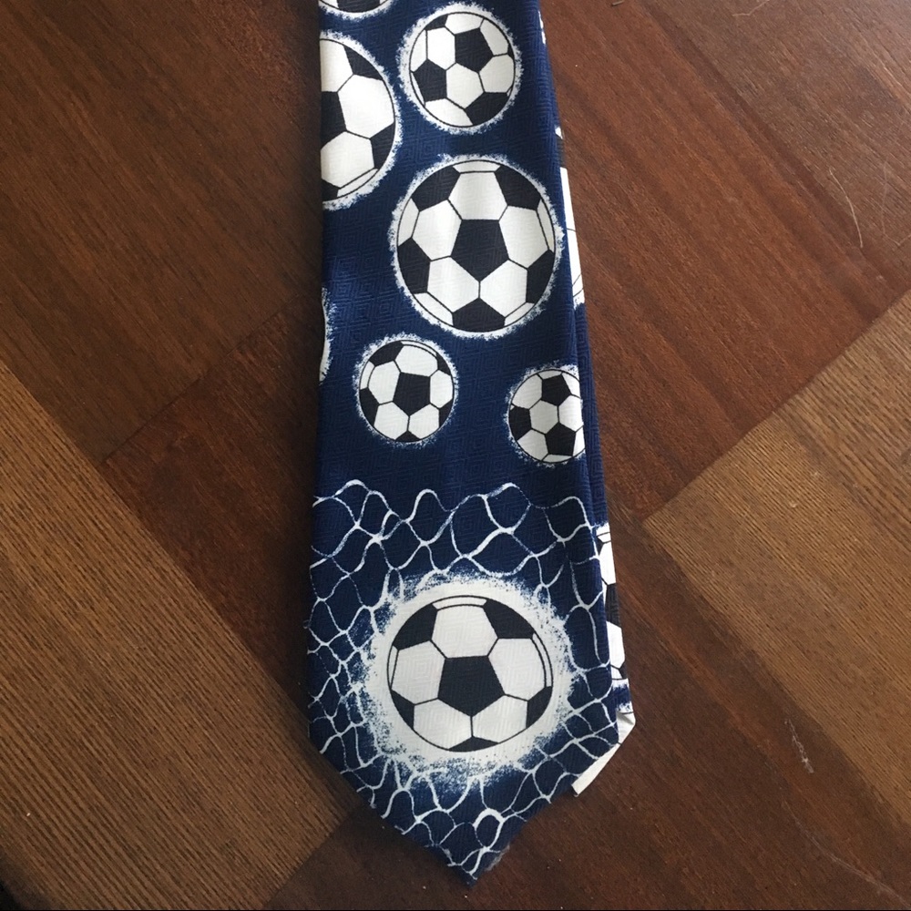 Navy blue soccer ball necktie